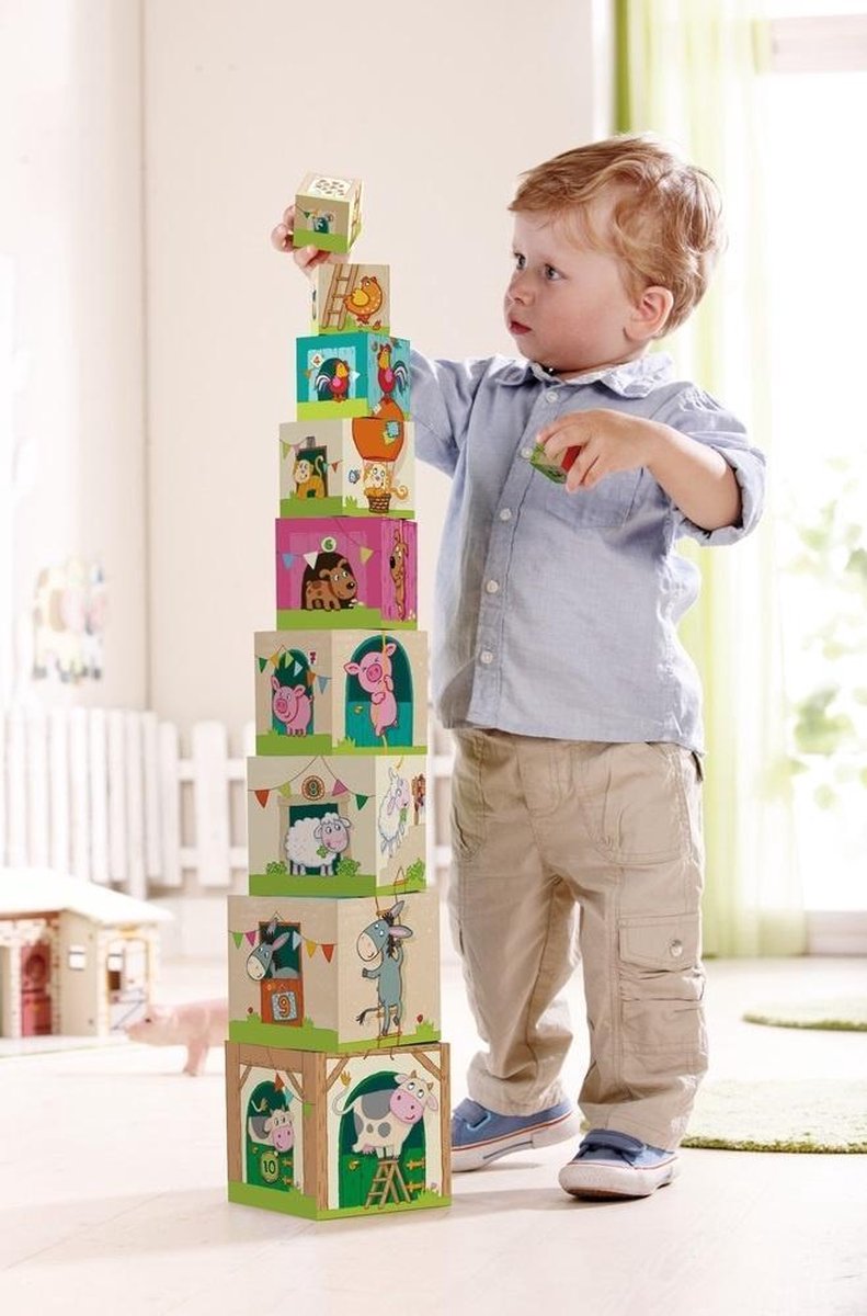 HABA stapelblokken op de boerderij 10 blokken