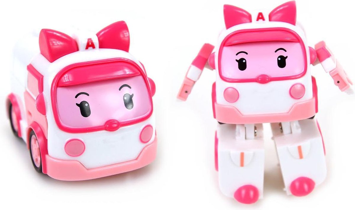 Silverlit Robocar Poli transformerende robot Amber 10 cm - Roze