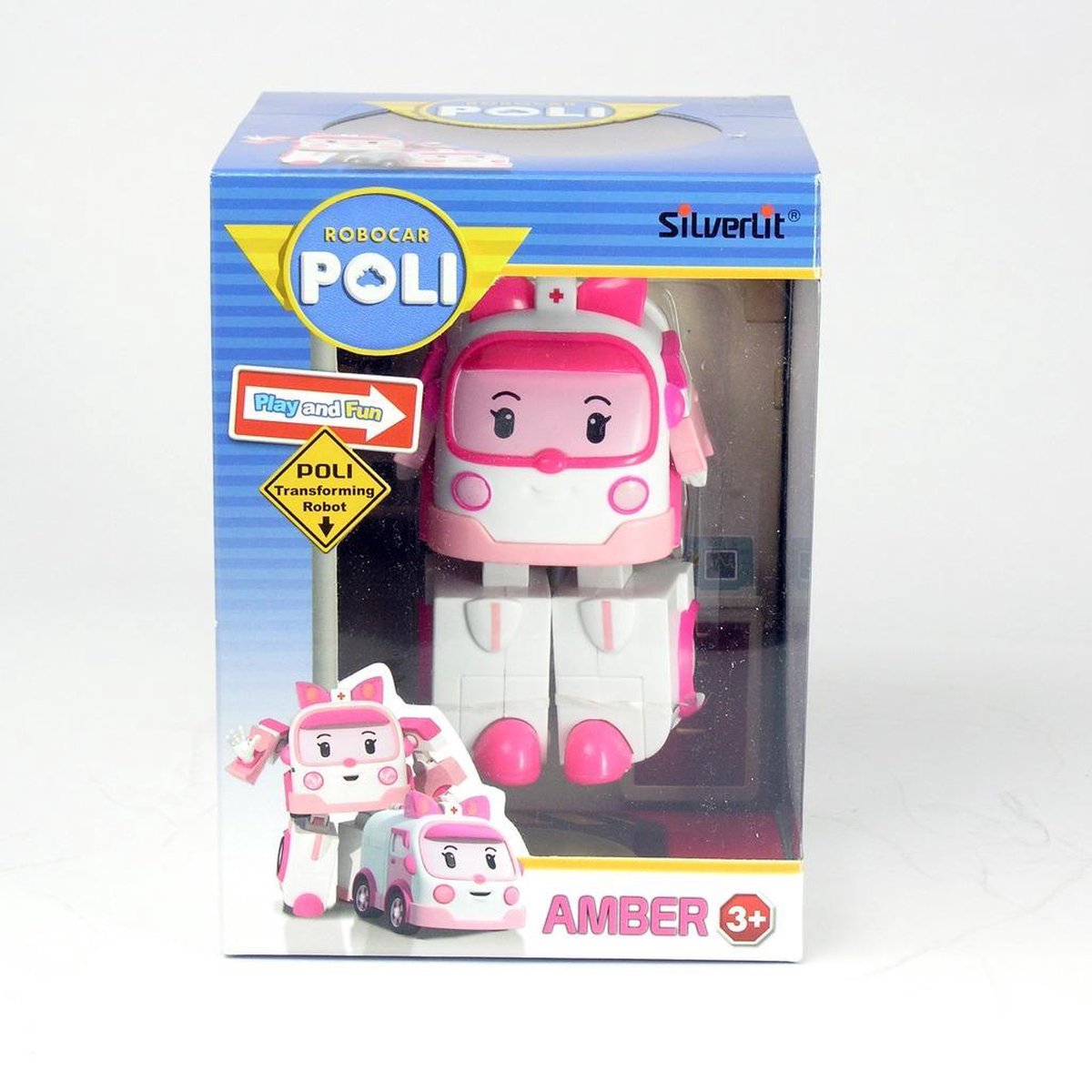 Silverlit Robocar Poli transformerende robot Amber 10 cm - Roze