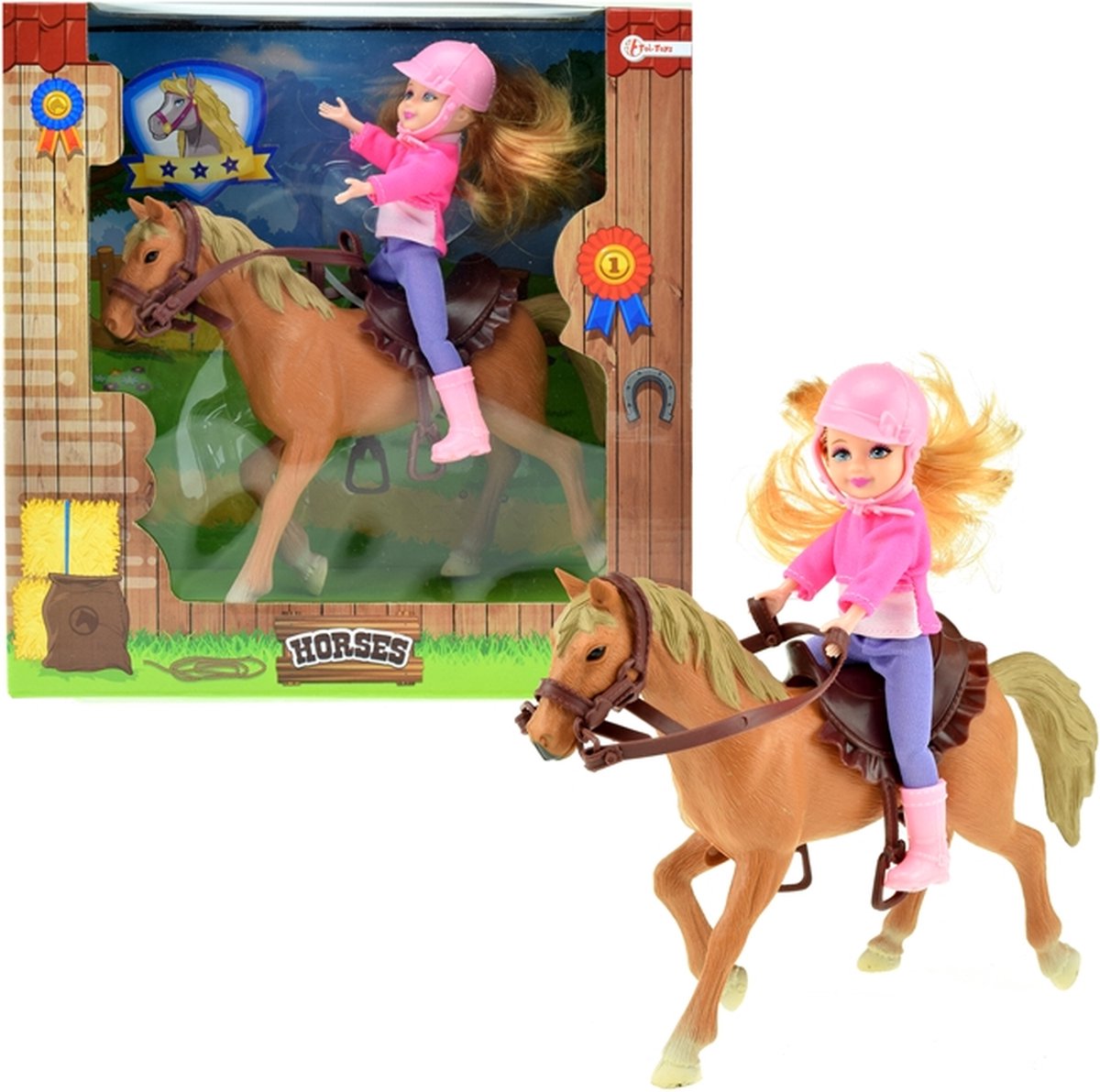Toi-Toys Toi Toys Horses paard met meisje 17 cm - Bruin
