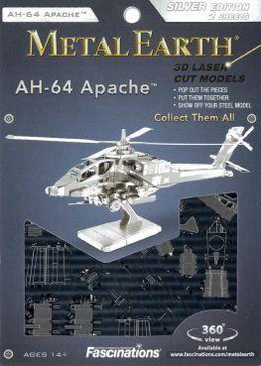 Metal Earth AH 64 Apache modelbouwset