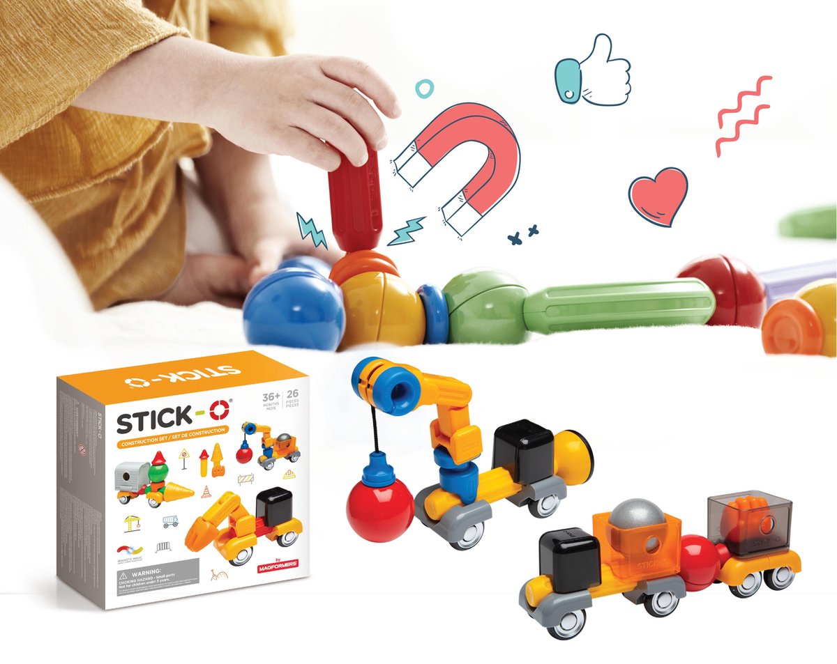 Stick-O Stick O magnetische bouwset constructie 26 delig multicolor
