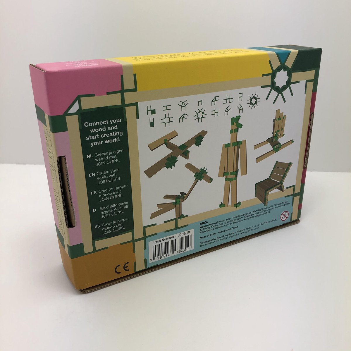 Planet Happy Join Clips mini set houten bouwplankjes 56 10 hout groen/blank