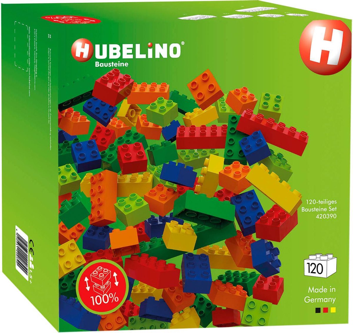 Hubelino bouwstenenset junior 28,5 x 11 cm 120 delig - Groen