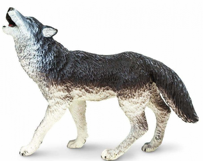Safari speeldier wolf junior 9,5 x 7 cm zwart/grijs