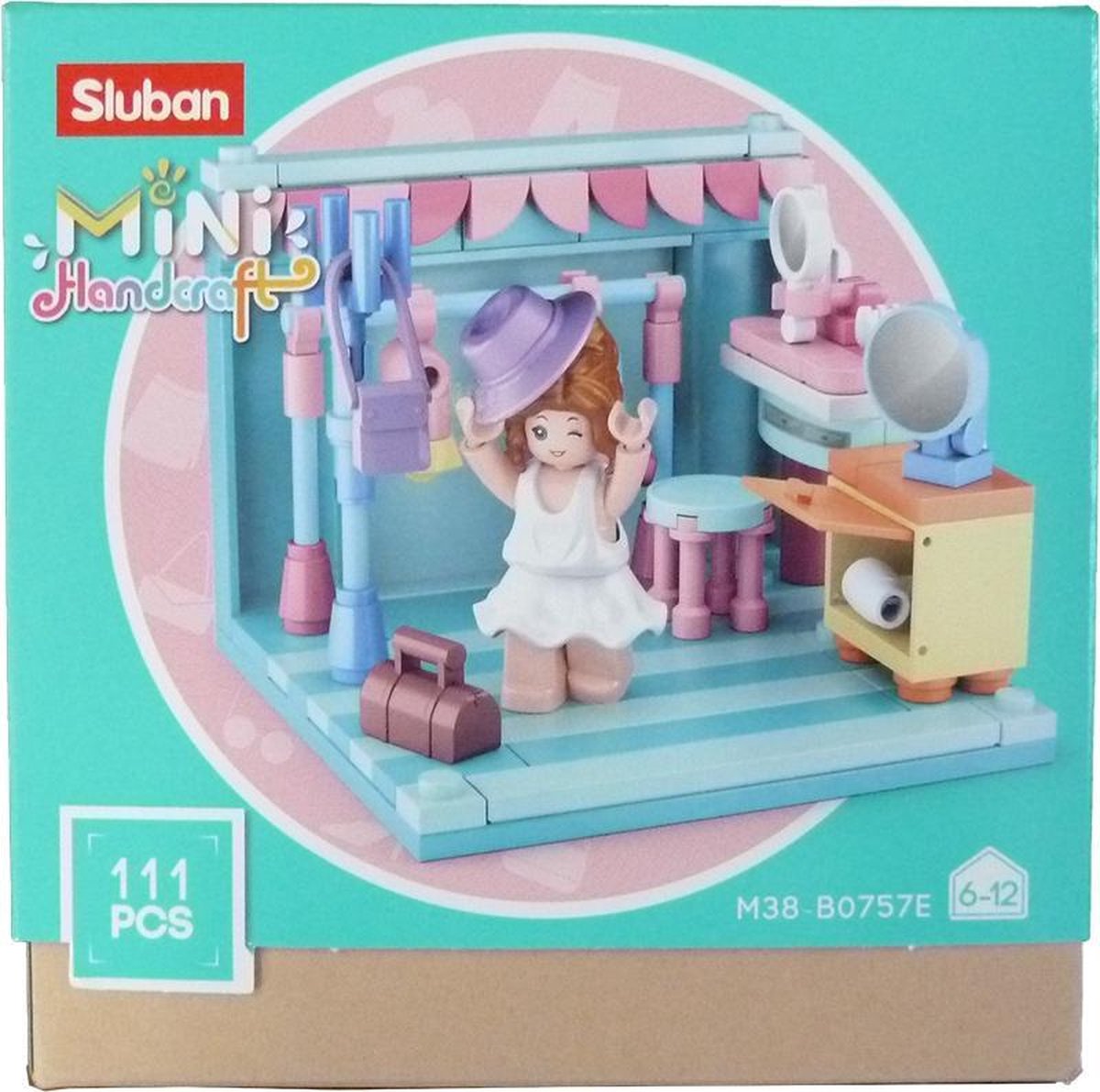 Sluban kleedkamer junior 14,6 cm/roze 111 delig - Blauw