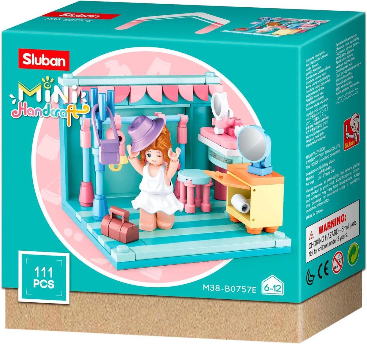 Sluban kleedkamer junior 14,6 cm/roze 111 delig - Blauw