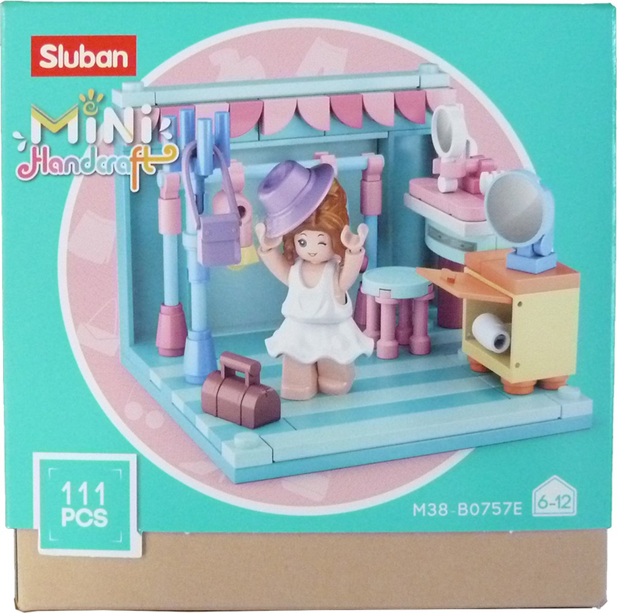Sluban kleedkamer junior 14,6 cm/roze 111 delig - Blauw