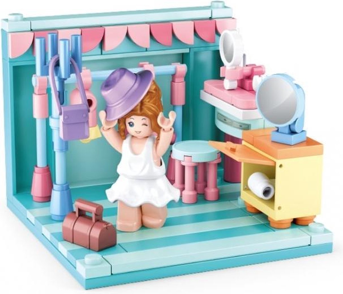 Sluban kleedkamer junior 14,6 cm/roze 111 delig - Blauw