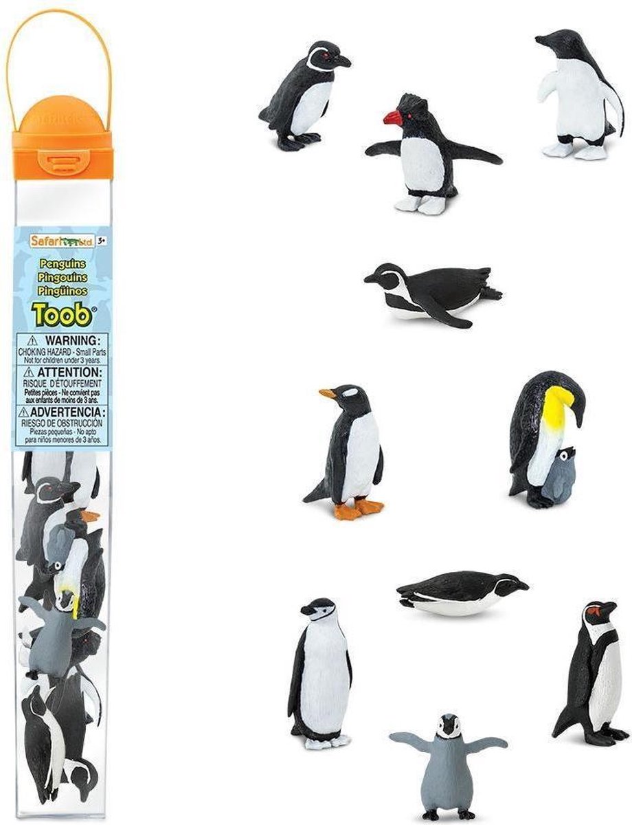 Safari speelset Penguins Toob junior zwart/wit 10 delig