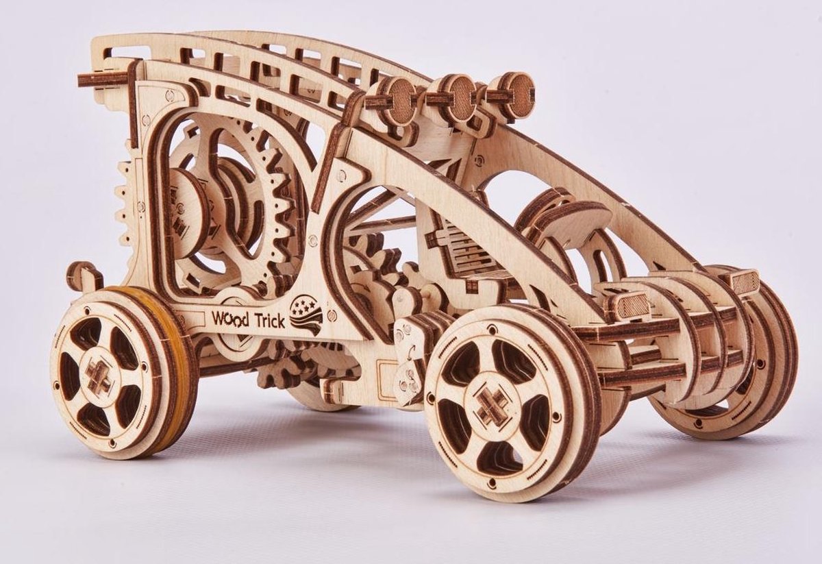 Wood Trick houten modelbouw 3D Buggy 22 cm naturel 144 delig