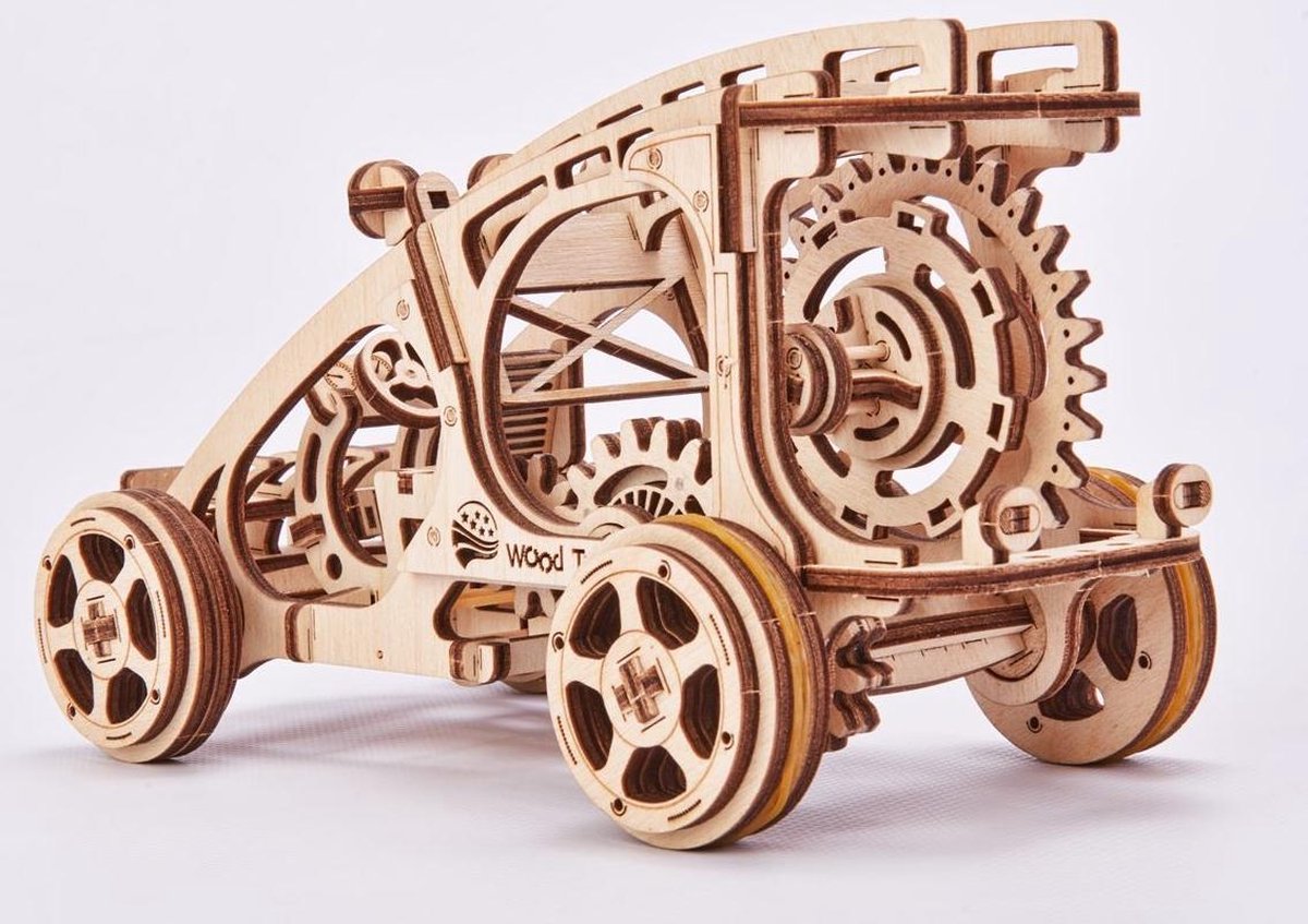 Wood Trick houten modelbouw 3D Buggy 22 cm naturel 144 delig