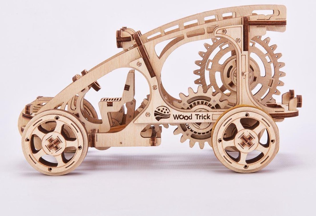 Wood Trick houten modelbouw 3D Buggy 22 cm naturel 144 delig