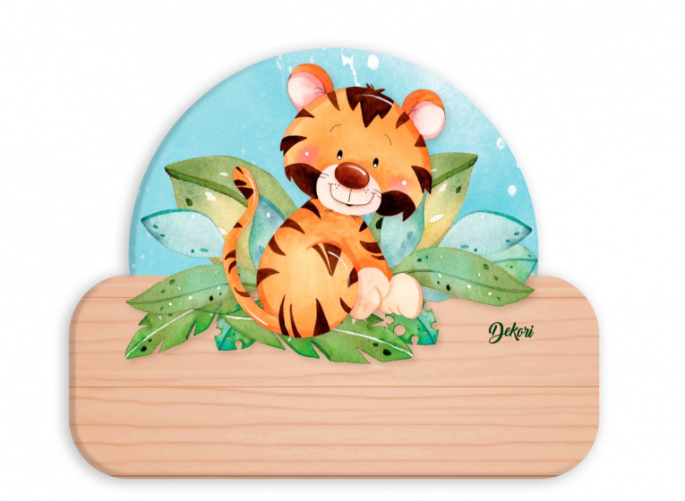 Dekori naambord tijger junior 12 x 17 cm hout oranje/lichtbruin