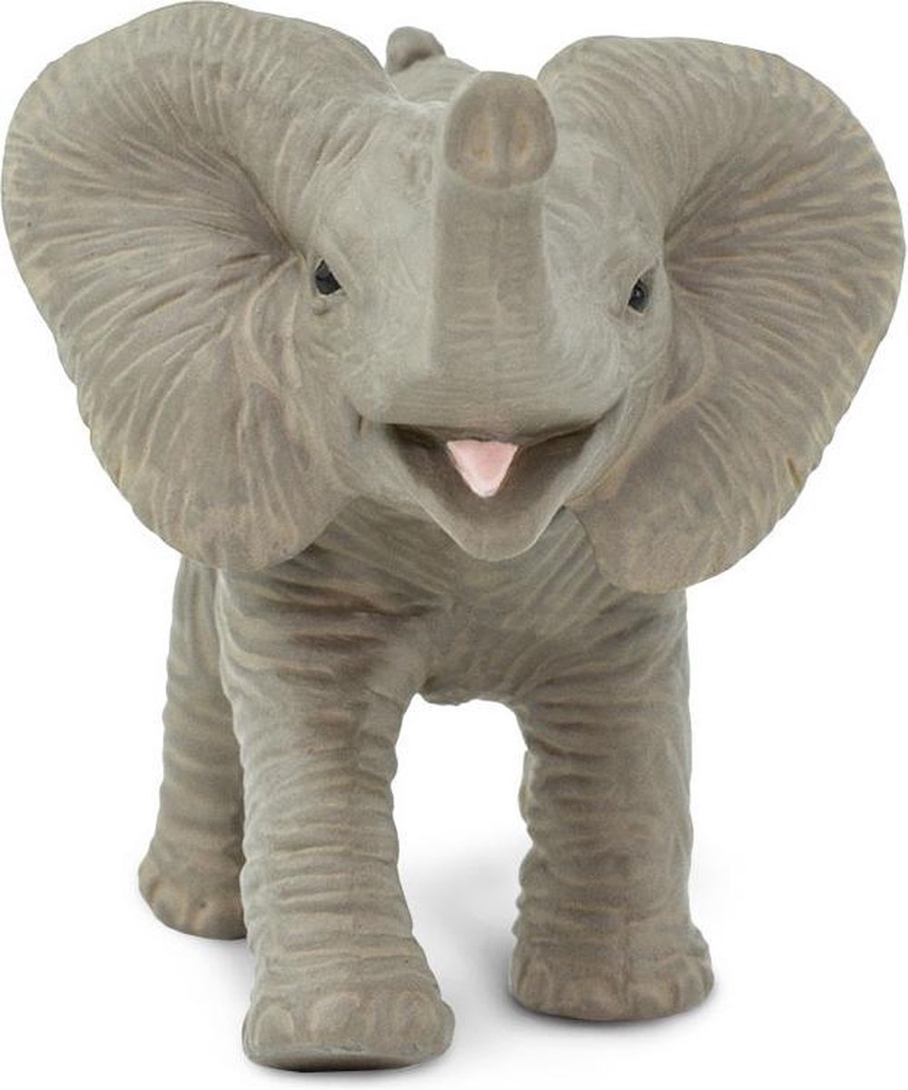 Safari wilde dieren Afrikaanse olifant kalf junior 3,5 cm - Grijs
