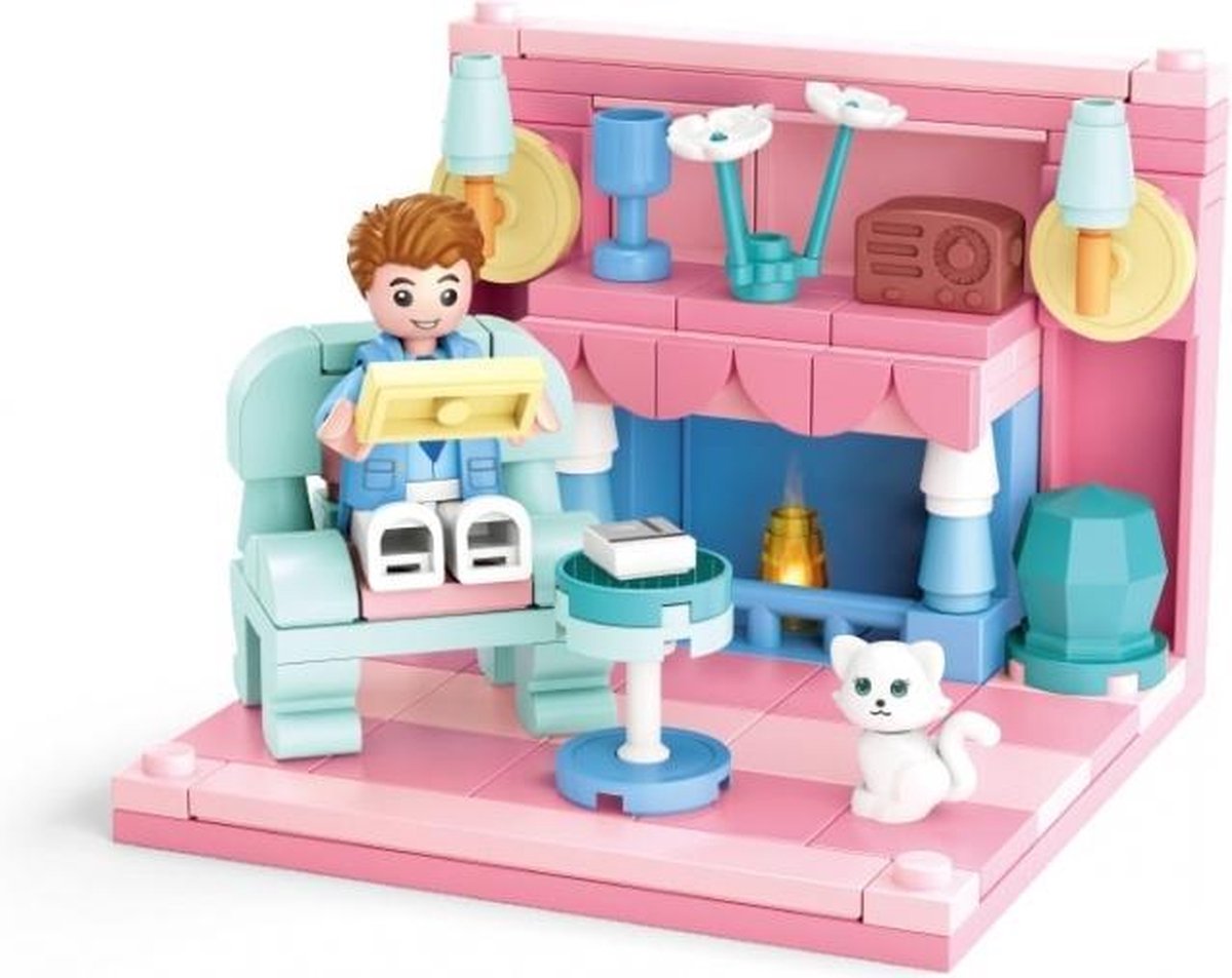 Sluban woonkamer junior 14,6 cm roze/ 111 delig - Blauw