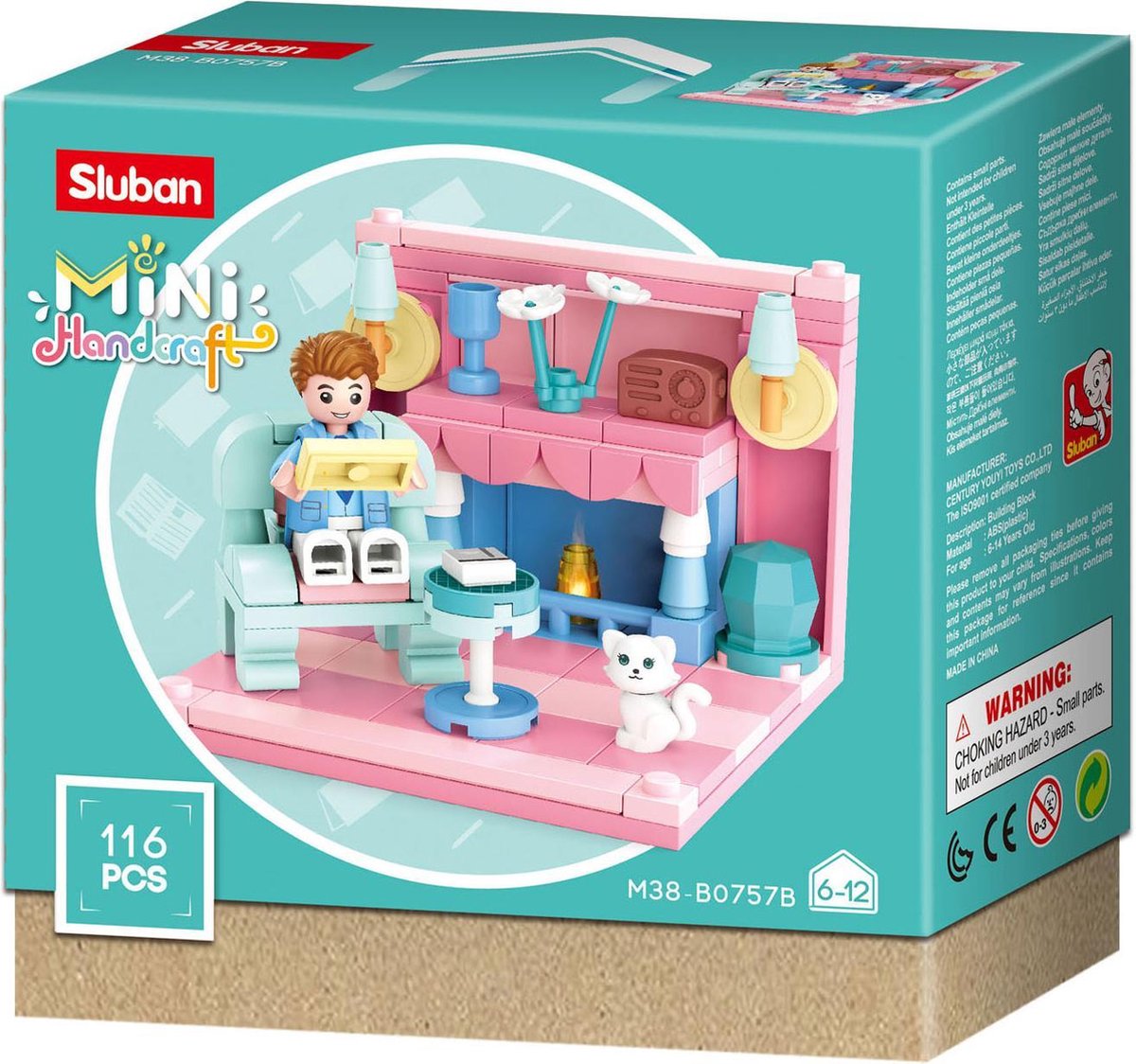 Sluban woonkamer junior 14,6 cm roze/ 111 delig - Blauw