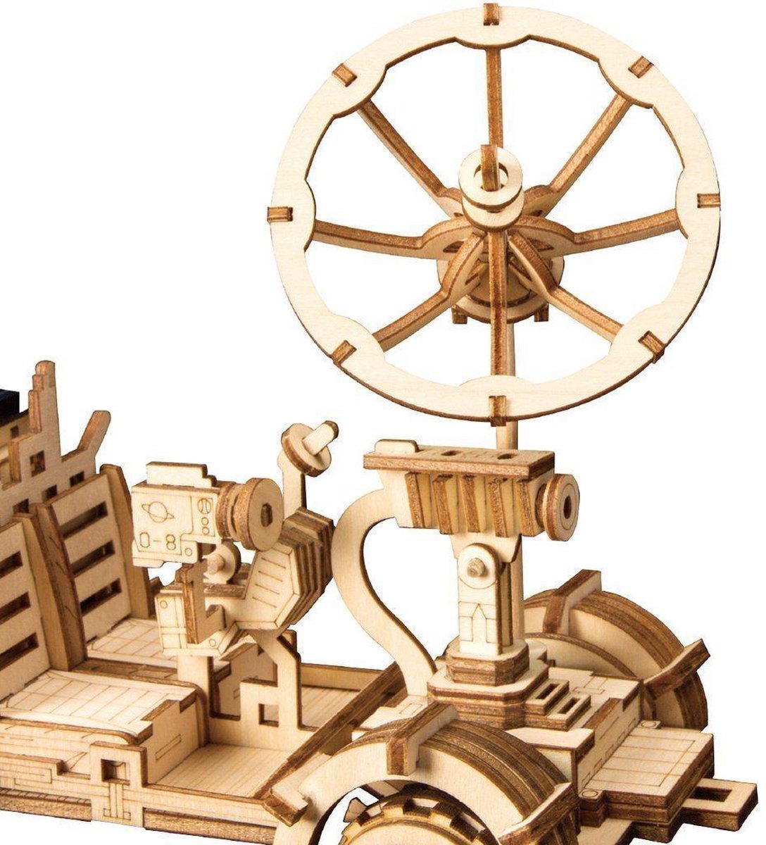 Robotime modelbouwset maanbuggy met zonnecel 18 cm hout - Bruin