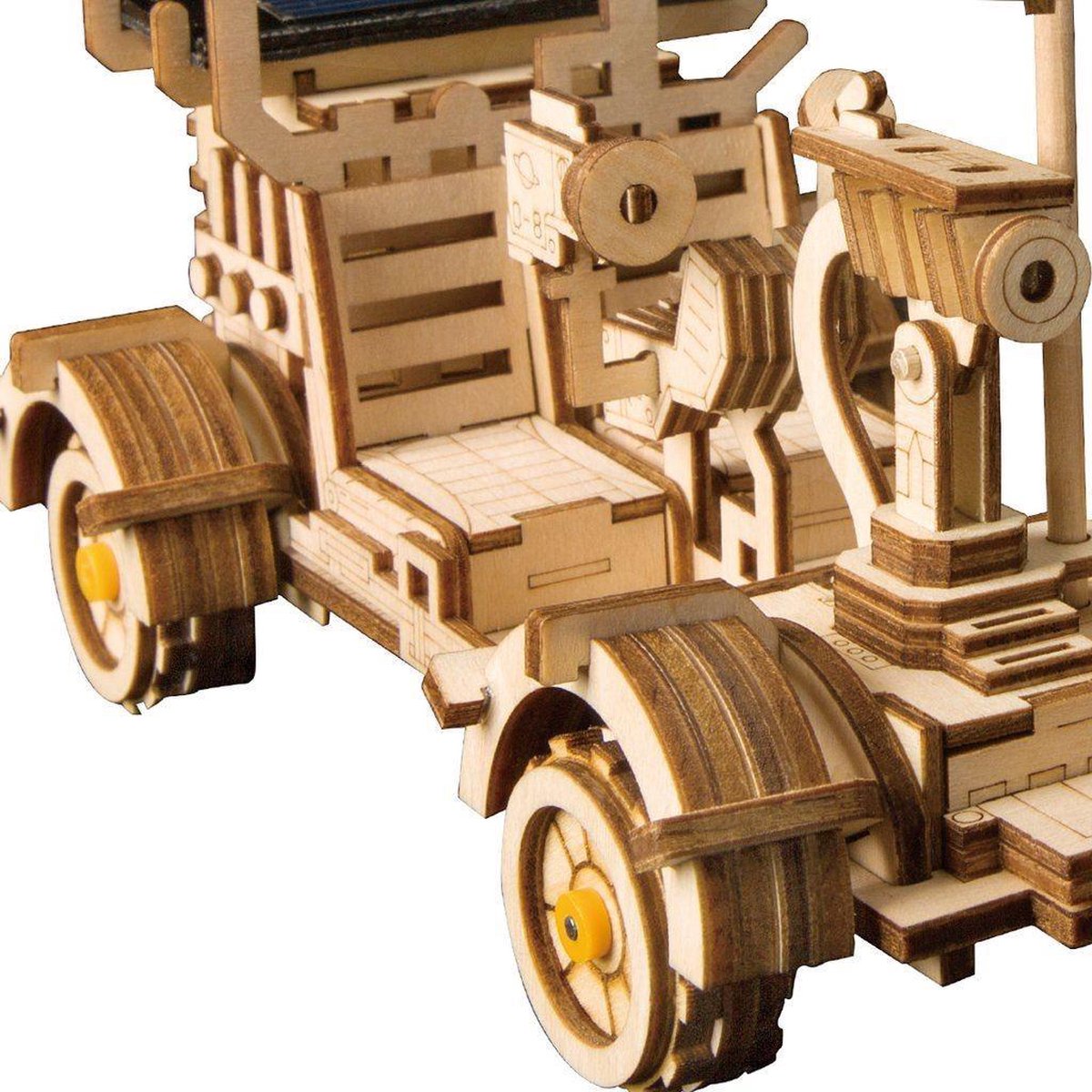 Robotime modelbouwset maanbuggy met zonnecel 18 cm hout - Bruin
