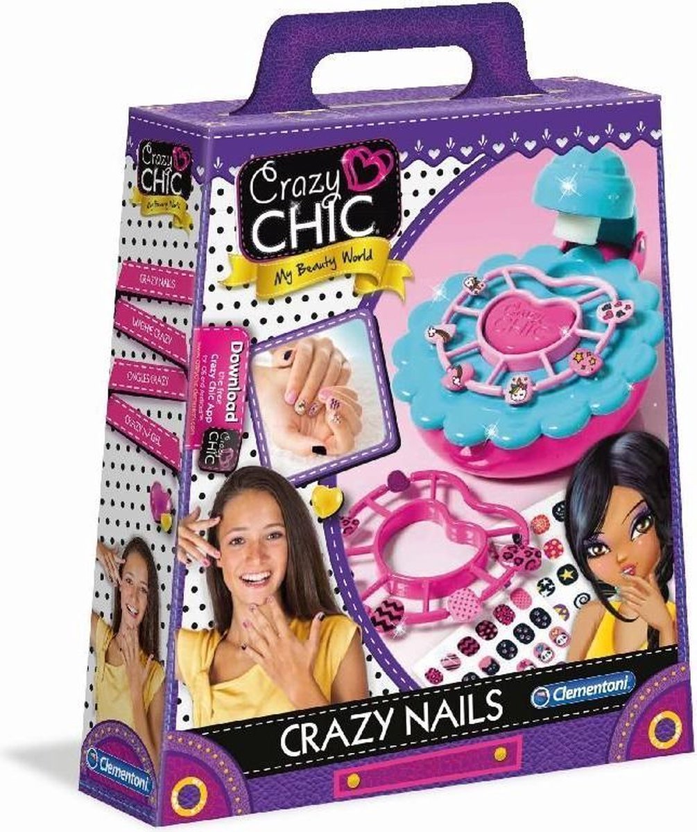 Clementoni nagelstudio Crazy Chic blauw/roze 5 delig