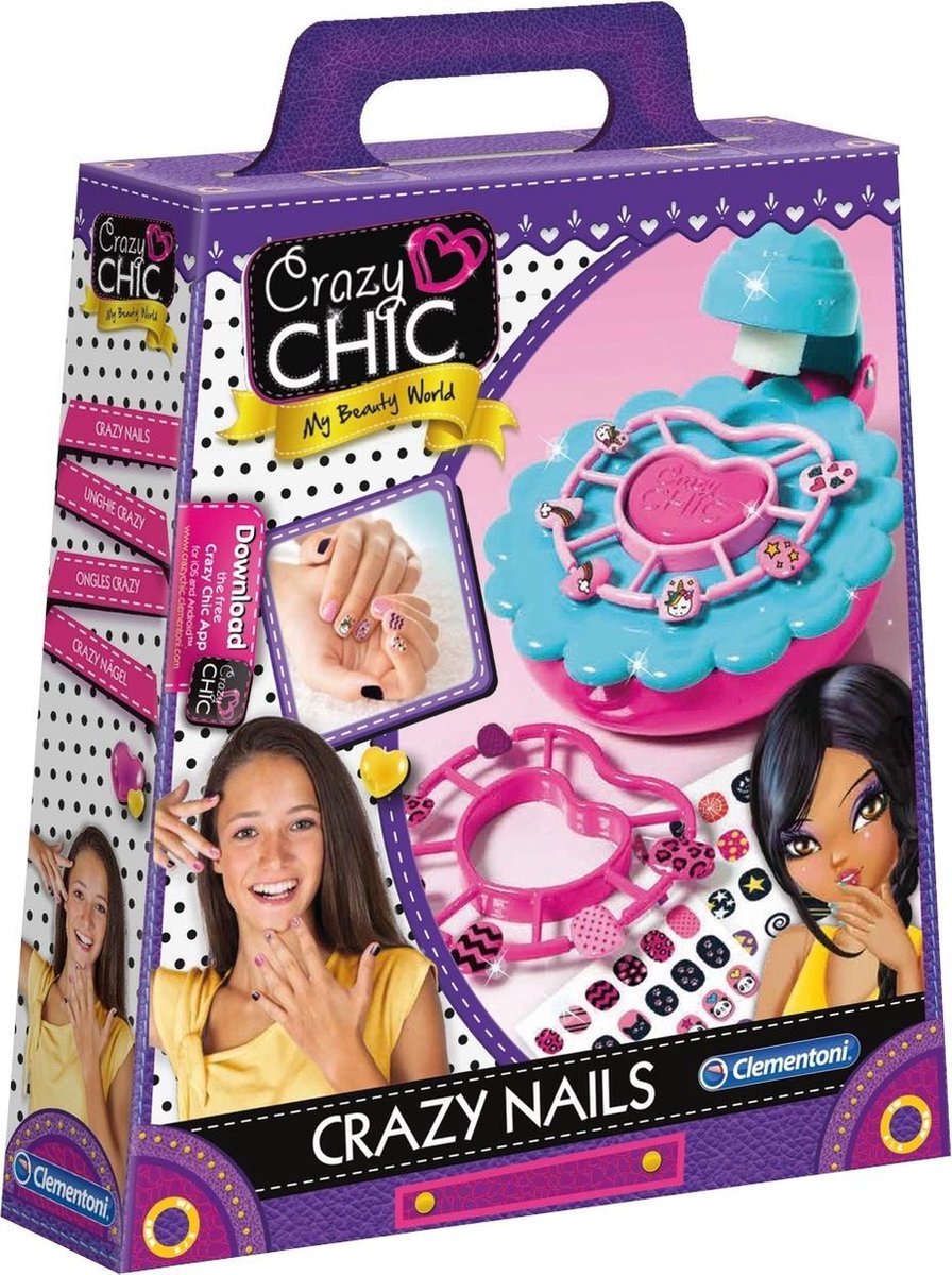 Clementoni nagelstudio Crazy Chic blauw/roze 5 delig