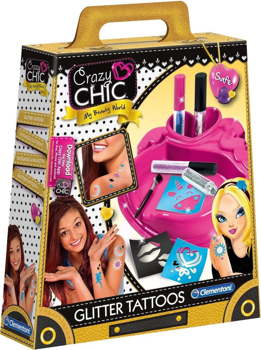 Clementoni maak je eigen glittertatoeages set - Blauw