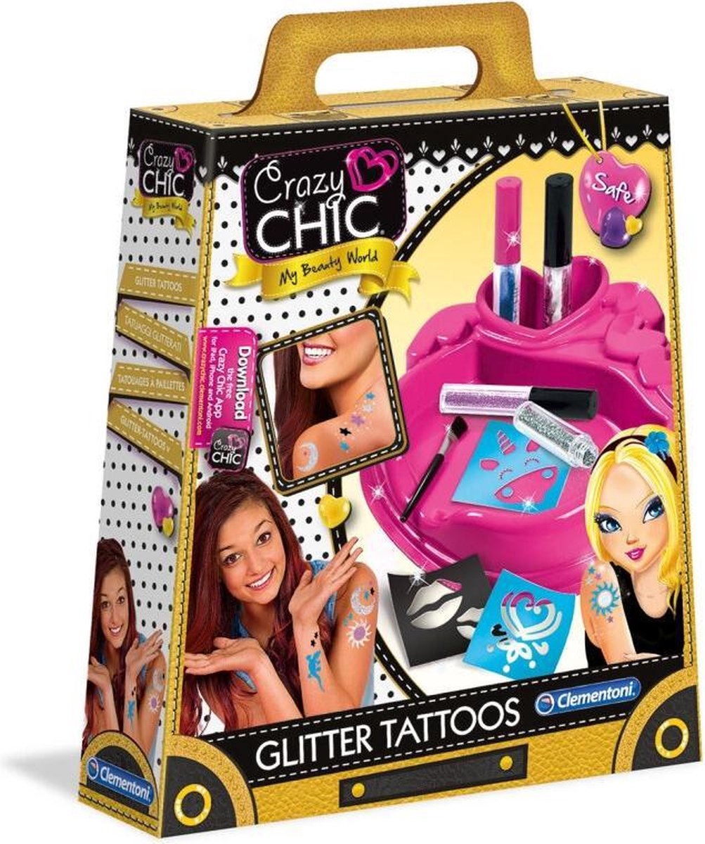 Clementoni maak je eigen glittertatoeages set - Blauw