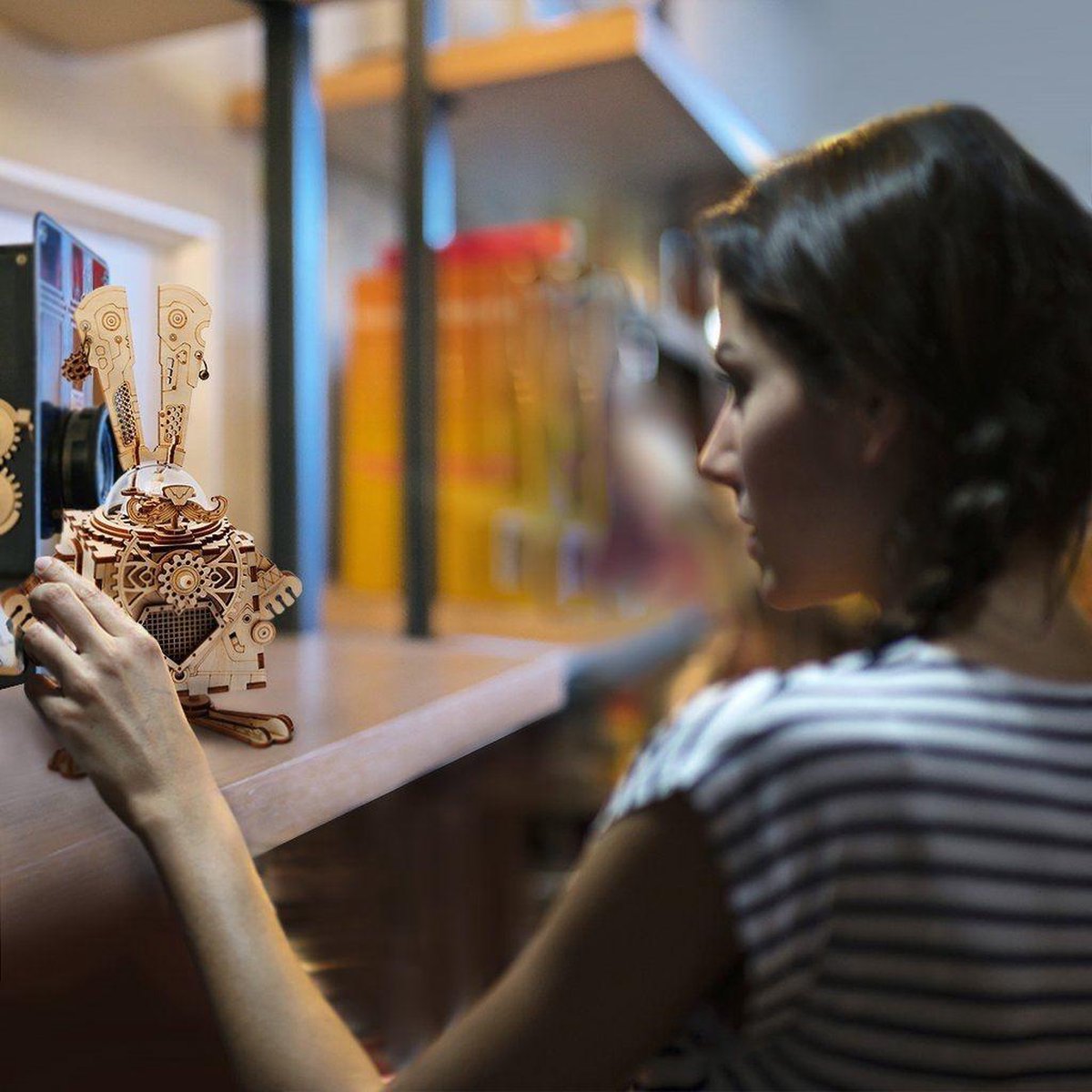 Robotime DIY muziekdoosje houten konijn 116 delig - Bruin