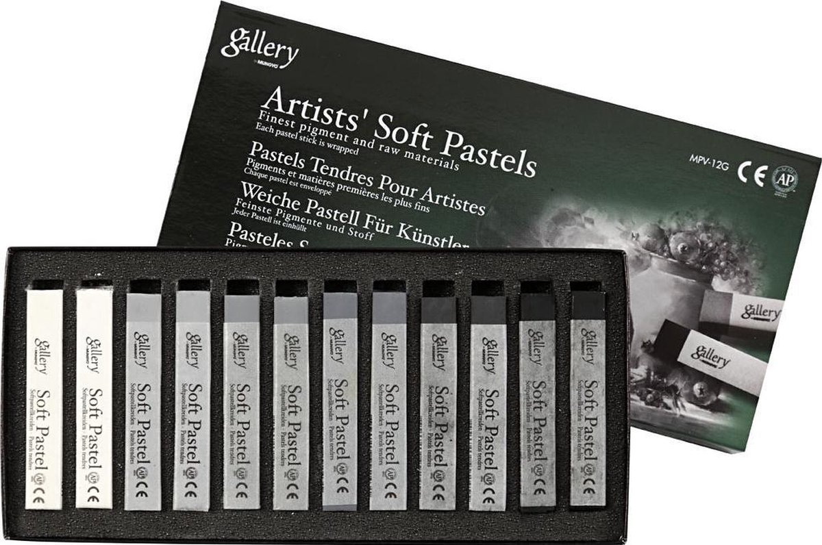 Gallery Soft Pastel Set 10 mm x 6,5 cm 12stuks - Grijs