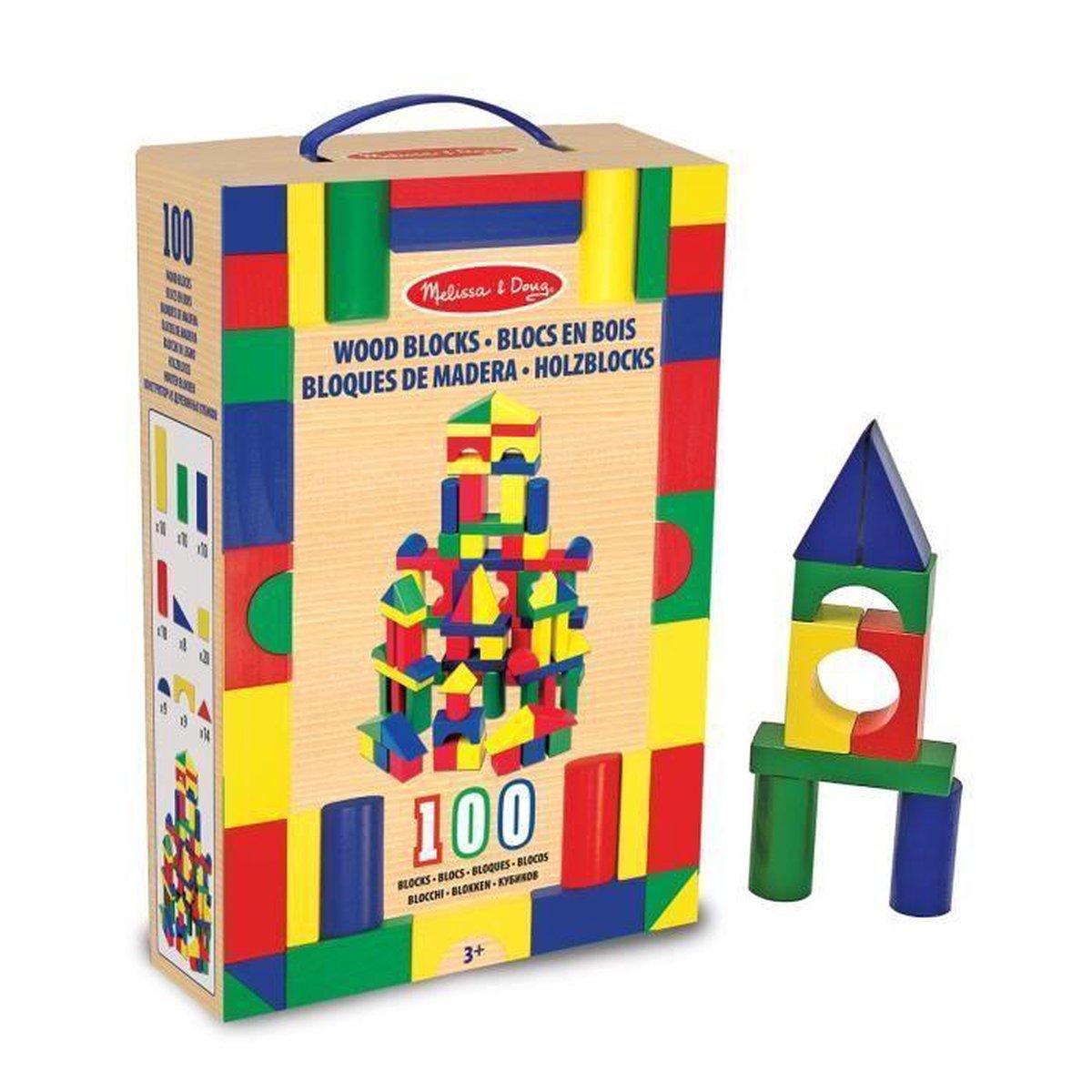 Melissa & Doug houten bouw en stapelblokken 100 stuks