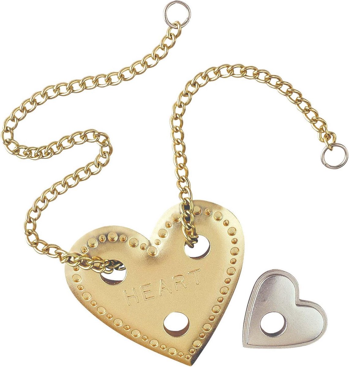 Huzzle breinbreker Cast Heart 11,8 cm staal zilver/goud