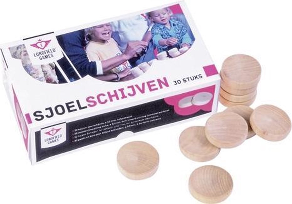 Longfield Games games Set Van 30 Grote Sjoelschijven Holgedraaid - Beige