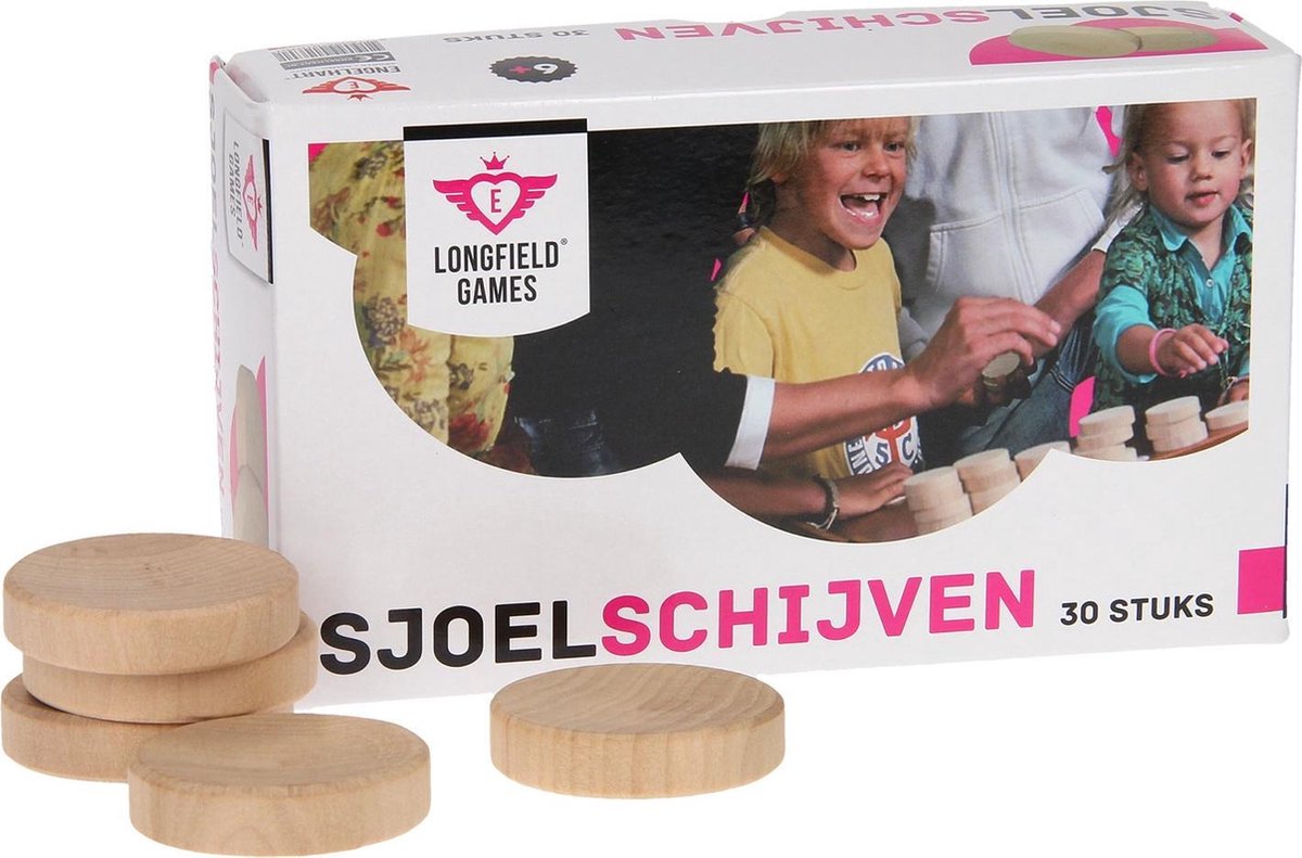 Longfield Games games Set Van 30 Grote Sjoelschijven Holgedraaid - Beige