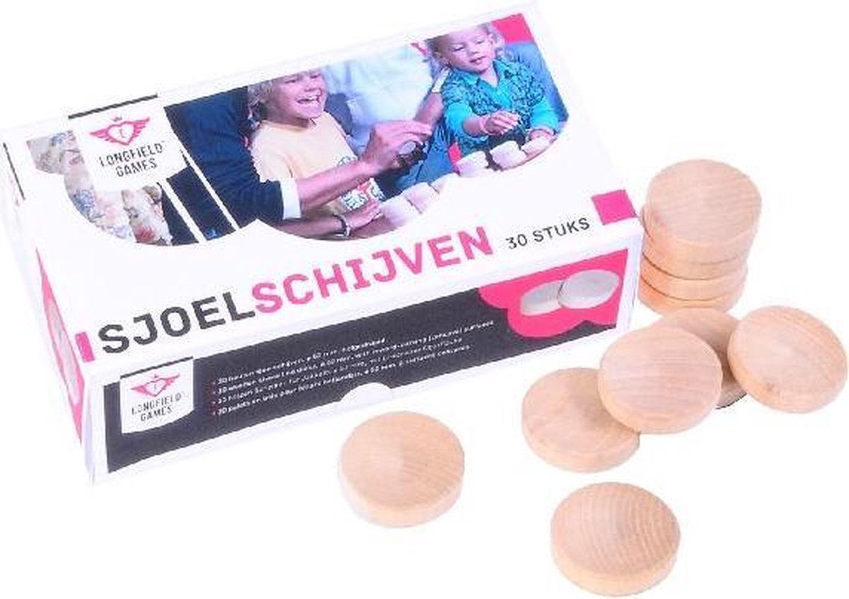 Longfield Games games Set Van 30 Grote Sjoelschijven Holgedraaid - Beige
