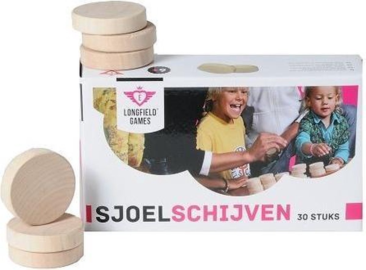 Longfield Games games Set Van 30 Grote Sjoelschijven Holgedraaid - Beige