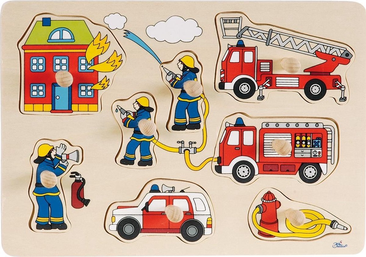 Goki vormenpuzzel Brandweer junior hout 8 stukjes