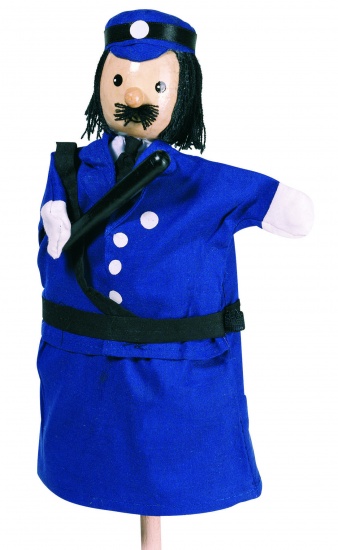 Goki Handpop Politie 27cm - Blauw