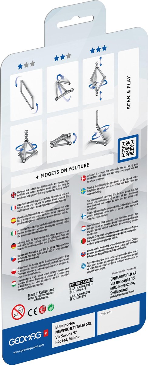 Geomag Pro L Magnetic Fidget 14 delig zilver - Silver