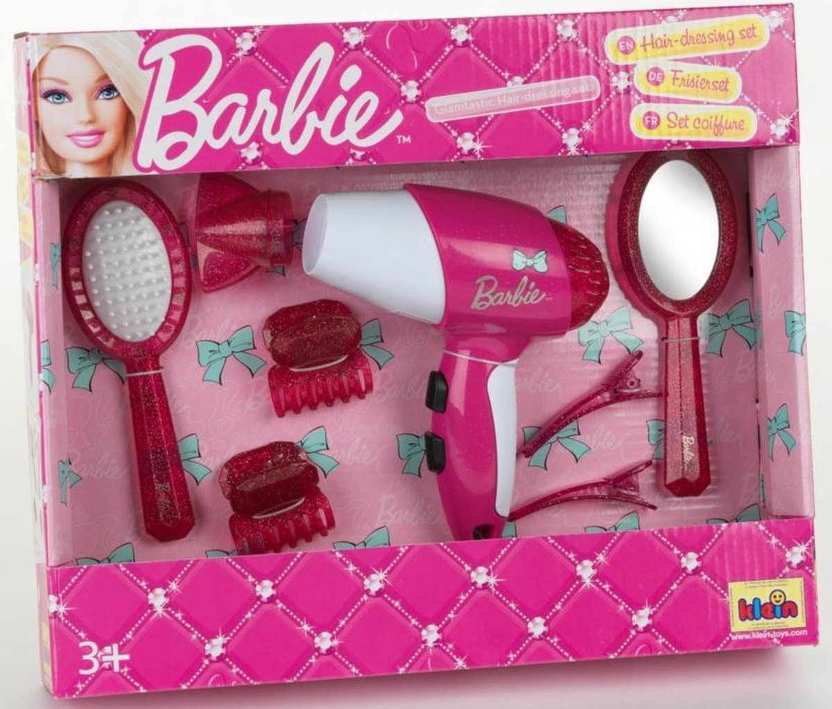 Barbie Klein kapperset met föhn en accessoires 7 delig - Roze