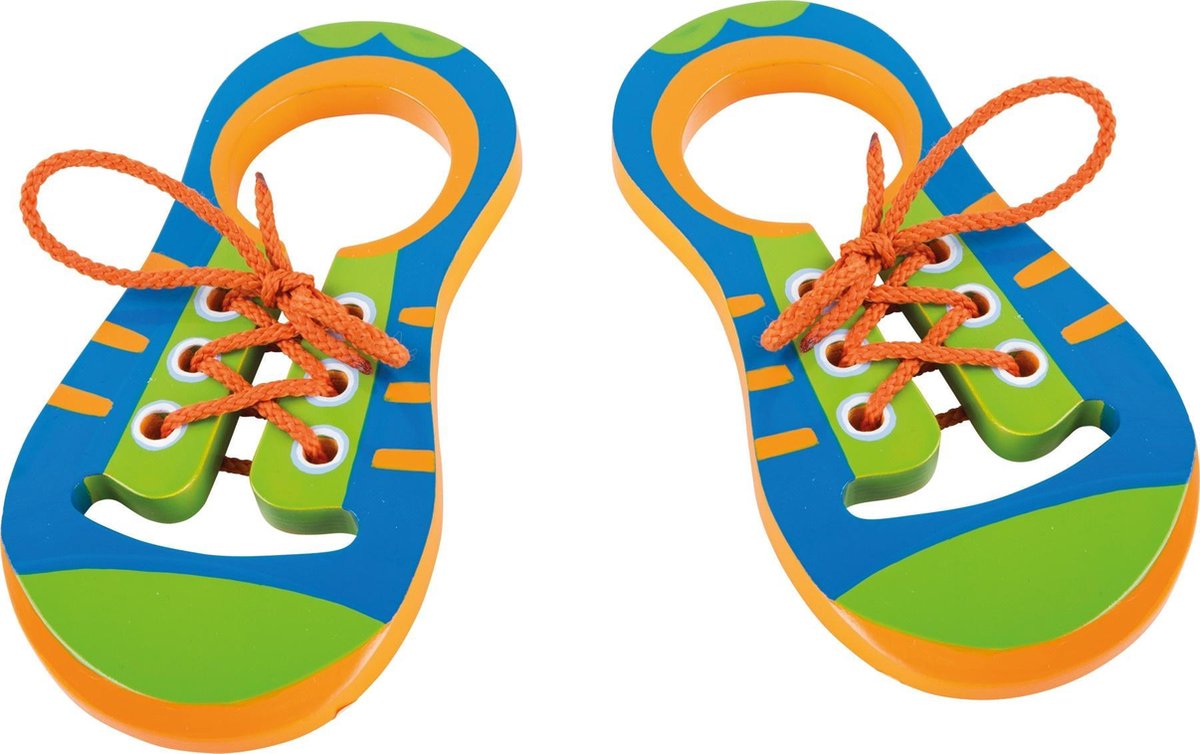 Small Foot Houten Veterschoenen junior/groen - Blauw