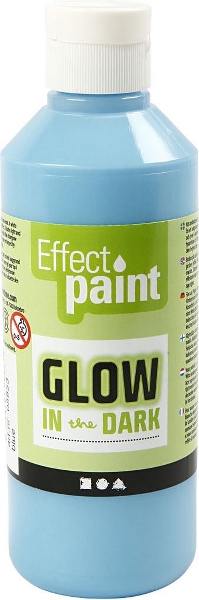 Creotime glow in the dark verf lichtblauw 250 ml