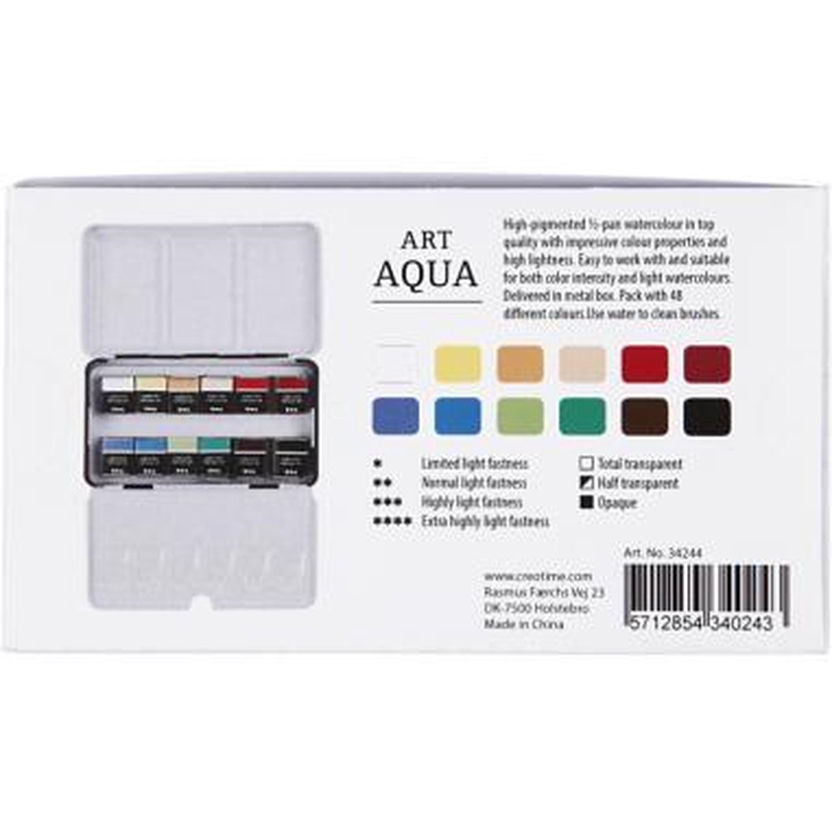 Creotime Art Aqua aquarelverfset 12 delig multicolor