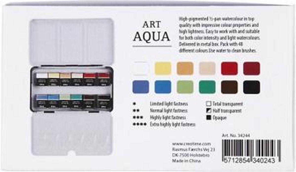 Creotime Art Aqua aquarelverfset 12 delig multicolor