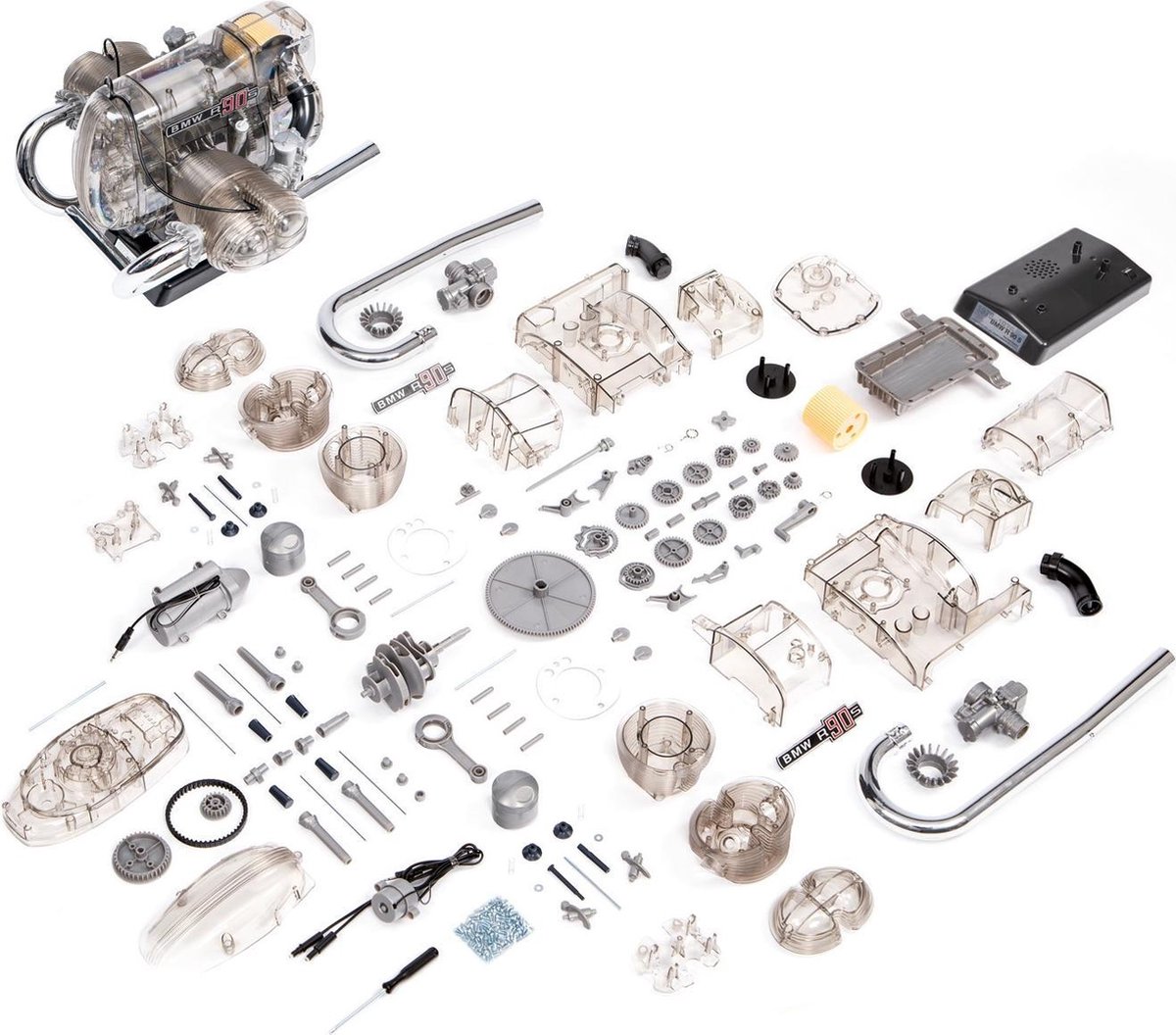 Franzis bouwpakket 2 cilinder boxermotor BMW R90S 200 delig - Grijs