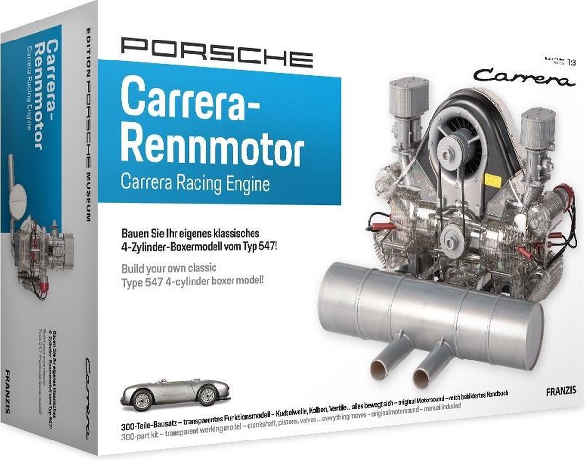 Franzis bouwpakket 4 cilinder boxermotor Porsche Carrera 300 delig - Silver