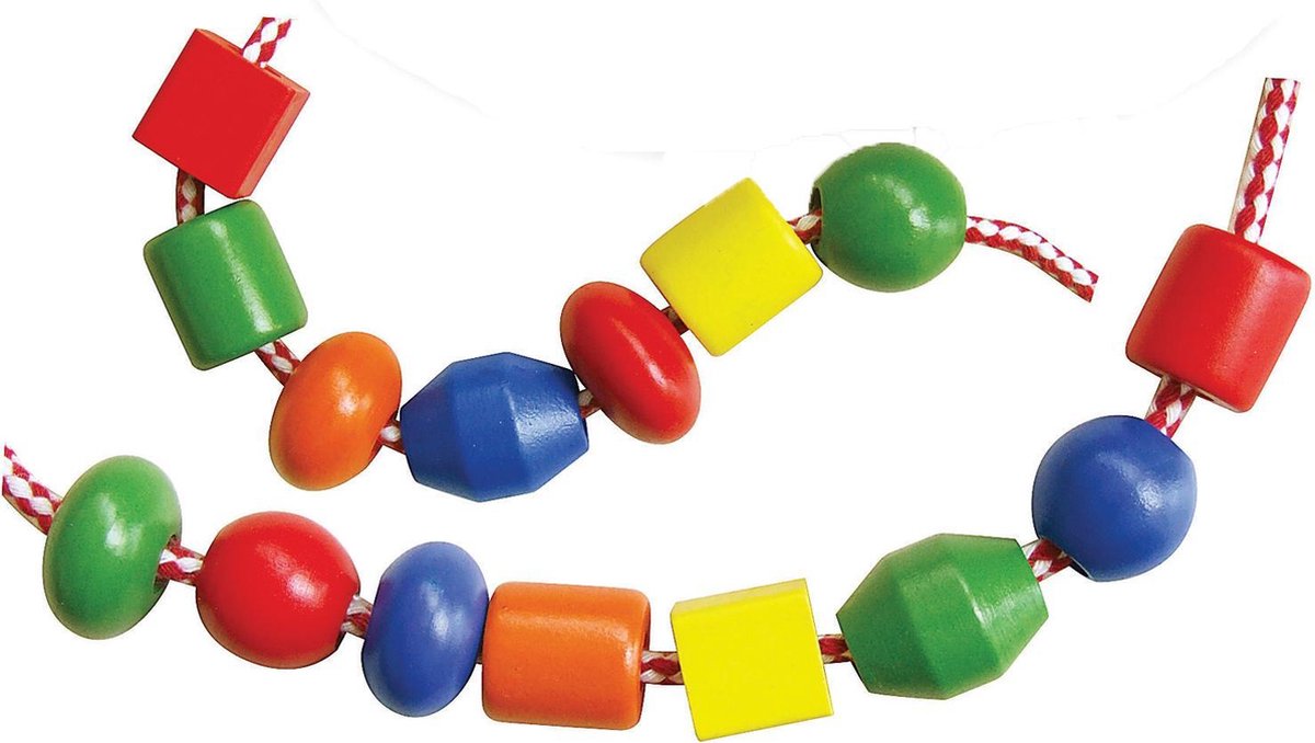 Viga Toys rijgkralen hout groot 30 stuks multicolor