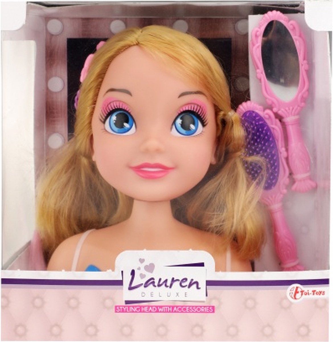 Toi-Toys Toi Toys Lauren hoofd haar styling met accesoires 3 delig