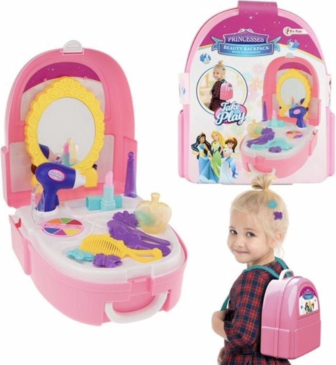 Toi-Toys Toi Toys beautyset in rugzak 19 delig - Roze