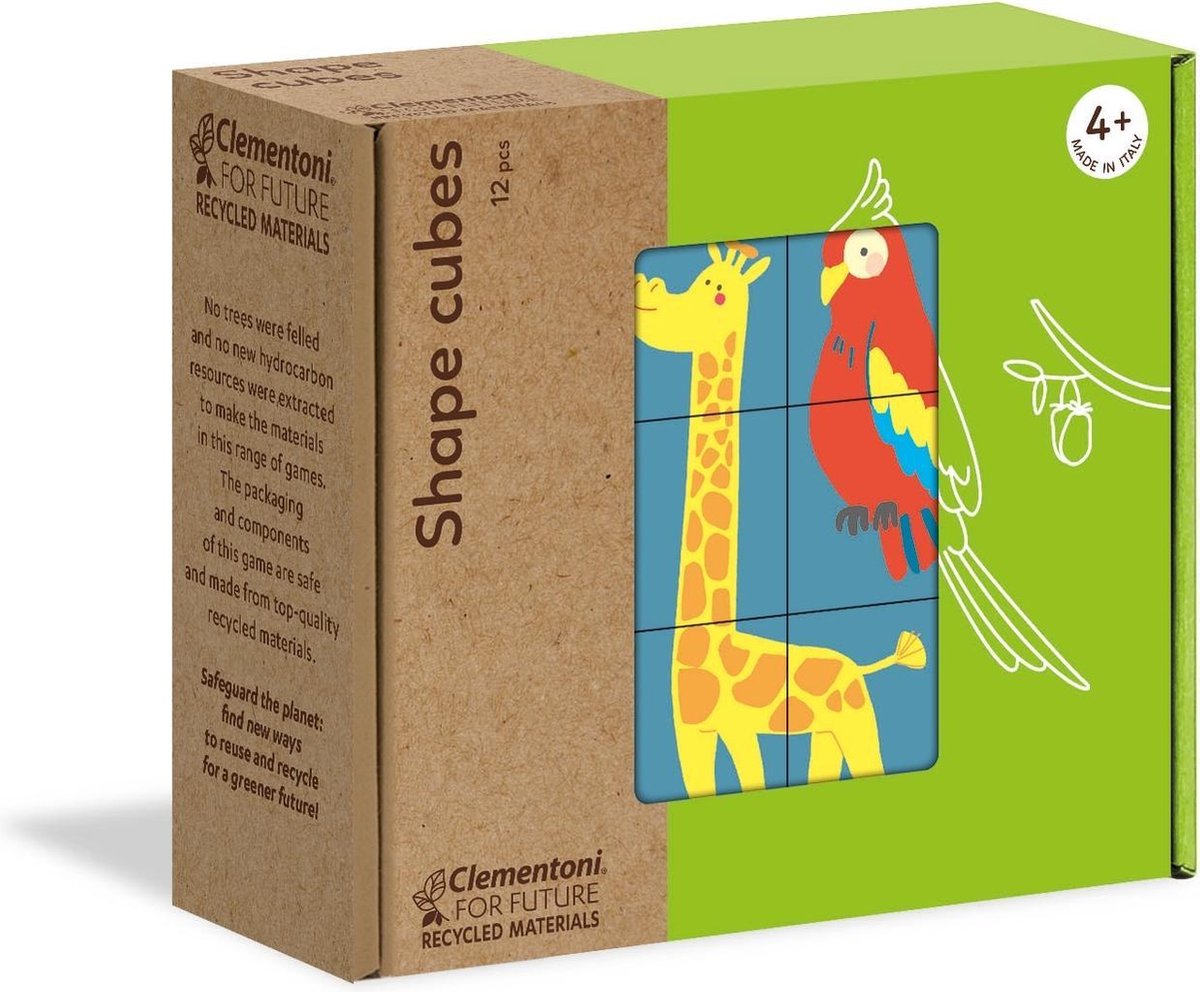 Clementoni blokkenset Shape Cubes dieren 12 delig