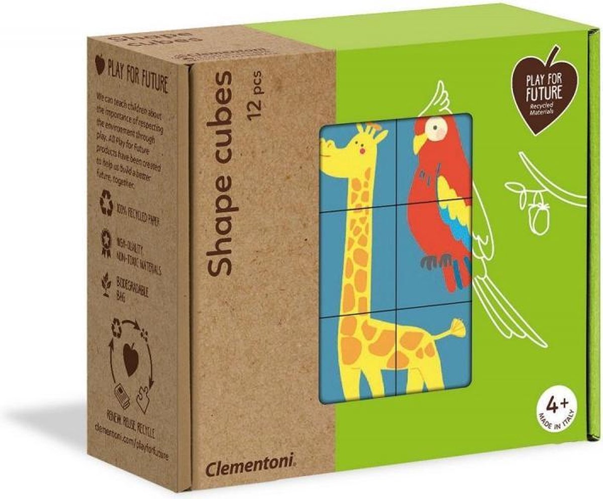 Clementoni blokkenset Shape Cubes dieren 12 delig